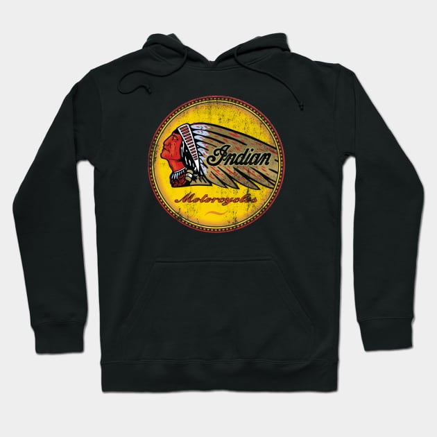 Retro Indian Motorcycle Sign Hoodie by funkymonkeytees